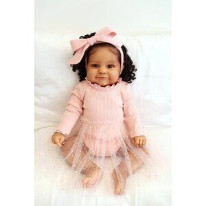 24 Inch Realistic Lifelike Biracial Newborn Silicone Baby Doll Soft Doll